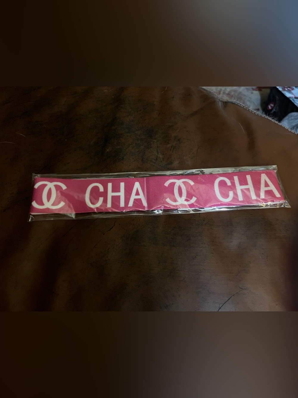 💕 Double C Designer Pink White Letter Logo Stretch Headband